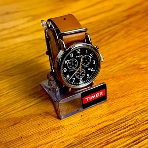 BRAND NEW: Timex Unisex Weekender Chrono Tan Leather Strap Watch